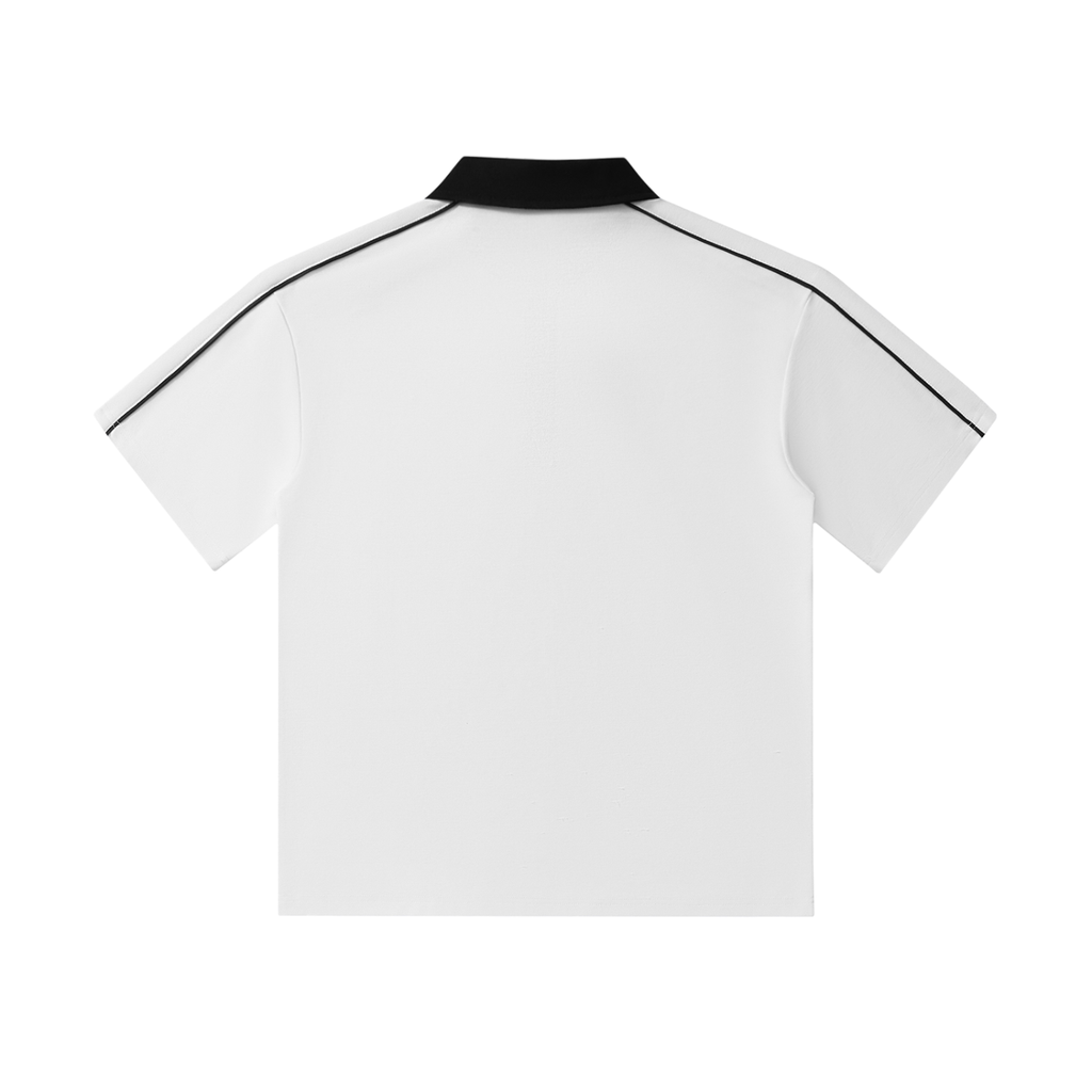 Collar Short-Sleeve Polo Shirt (White)