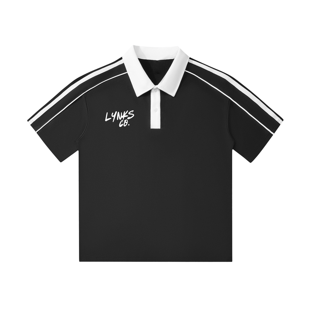 Collar Short-Sleeve Polo Shirt (Black)