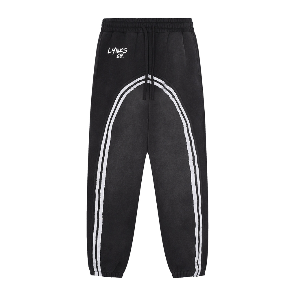 Stripped Sweatpants (Cuffed) - (Black)