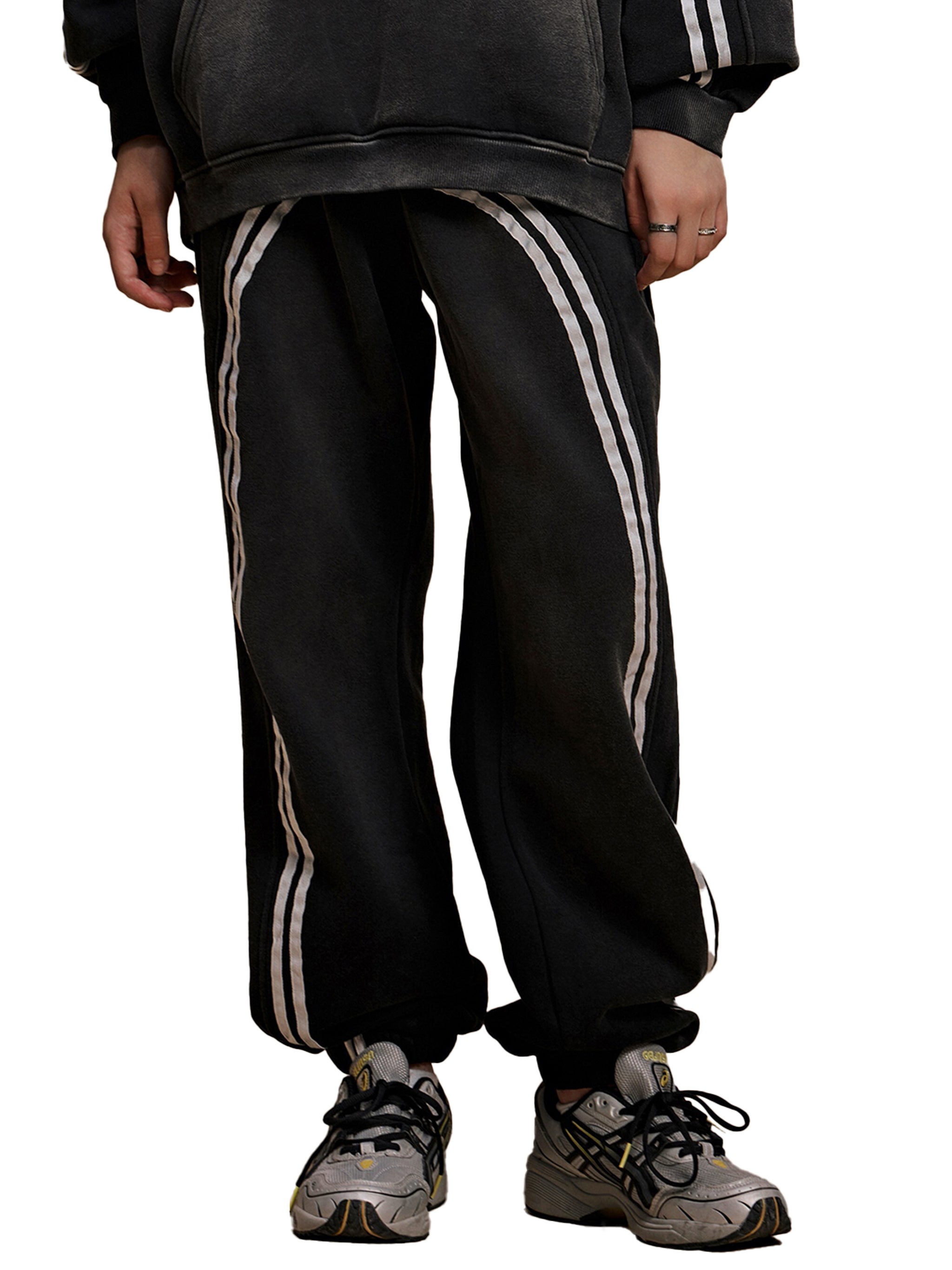 Stripped Sweatpants (Cuffed) - (Black)